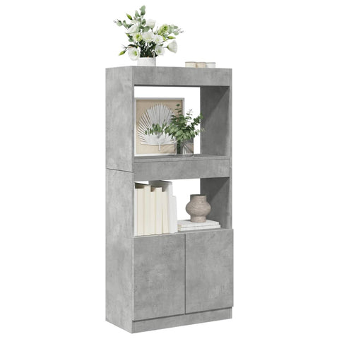 vidaXL Highboard Betongrau 63x33x140 cm Holzwerkstoff