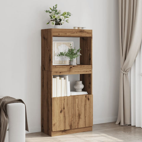 vidaXL Highboard Artisan-Eiche 63x33x140 cm Holzwerkstoff