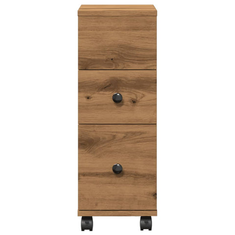 Badschrank Schmal mit Rollen Artisan-Eiche Holzwerkstoff