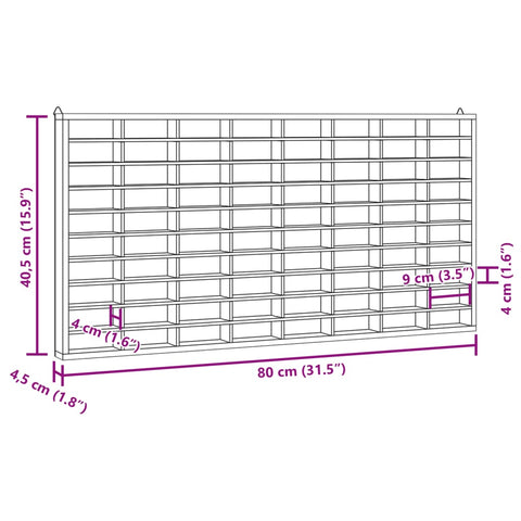 vidaXL Wandvitrine mit 80 Fächern 80x4,5x40,5 cm