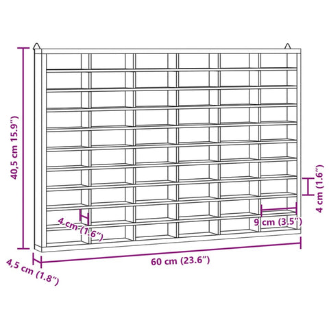 vidaXL Wandvitrine mit 60 Fächern 60x4,5x40,5 cm