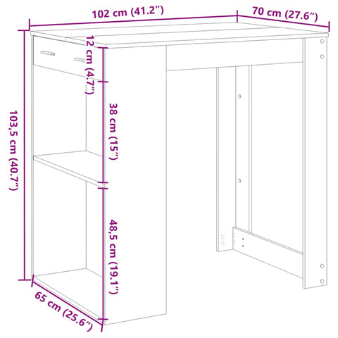 Bartisch Artisan-Eiche 102x70x103,5 cm Holzwerkstoff