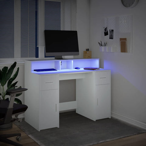 vidaXL LED-Schreibtisch Weiß 120x55x91 cm Holzwerkstoff