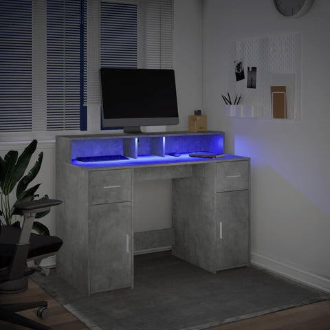 vidaXL LED-Schreibtisch Betongrau 120x55x91 cm Holzwerkstoff