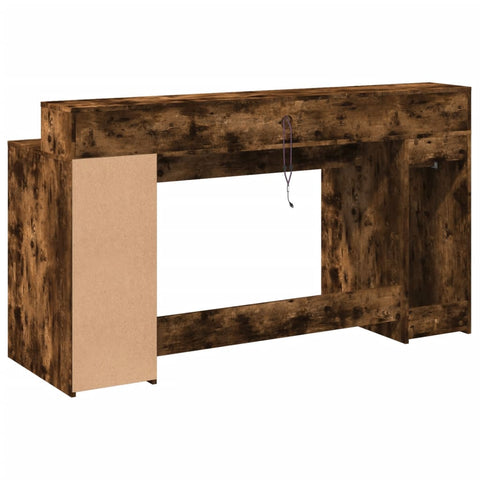 vidaXL LED-Schreibtisch Räuchereiche 160x55x91 cm Holzwerkstoff