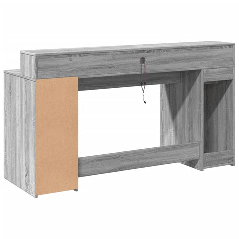 vidaXL LED-Schreibtisch Grau Sonoma 160x55x91 cm Holzwerkstoff