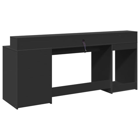 vidaXL LED-Schreibtisch Schwarz 200x55x91 cm Holzwerkstoff