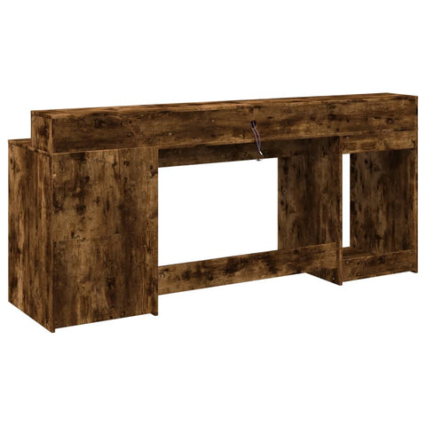 vidaXL LED-Schreibtisch Räuchereiche 200x55x91 cm Holzwerkstoff