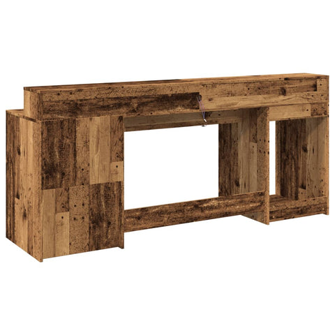 vidaXL LED-Schreibtisch Altholz-Optik 200x55x91 cm Holzwerkstoff