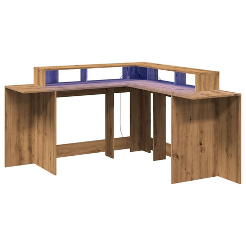 vidaXL LED-Schreibtisch Artisan-Eiche 152x152x91 Holzwerkstoff