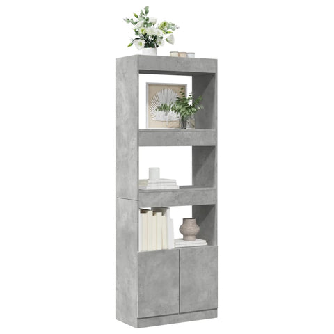 vidaXL Highboard 63x33x180 cm Betongrau Holzwerkstoff