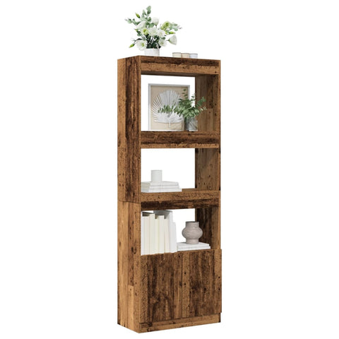 vidaXL Highboard Altholz-Optik 63x33x180 cm Holzwerkstoff