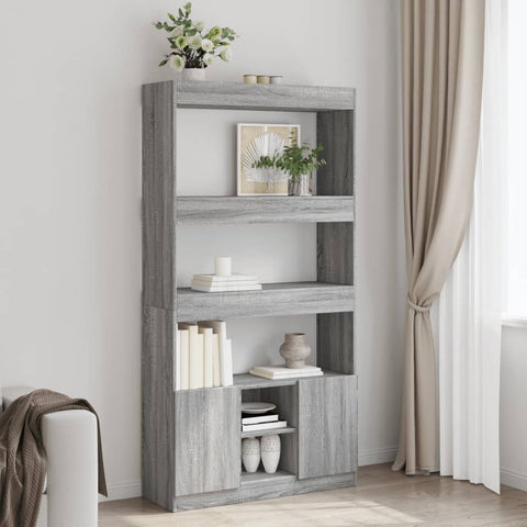 vidaXL Highboard Grau Sonoma 92x33x180 cm Holzwerkstoff