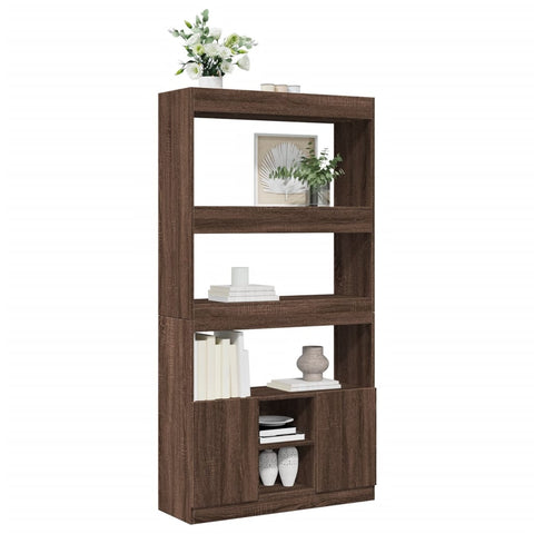 vidaXL Highboard Braun Eichen-Optik 92x33x180 cm Holzwerkstoff