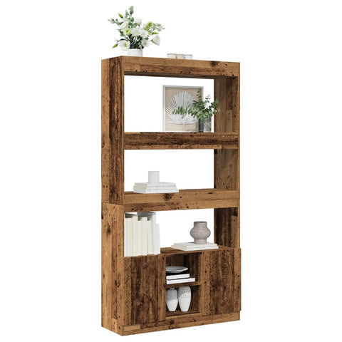 vidaXL Highboard Altholz-Optik 92x33x180 cm Holzwerkstoff