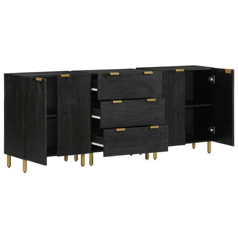 vidaXL 3-tlg. Sideboards Schwarz Holzwerkstoff