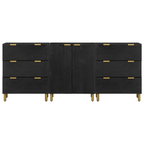 vidaXL 3-tlg. Sideboards Schwarz Holzwerkstoff