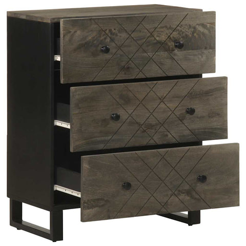 vidaXL Sideboards 2 Stk. Schwarz 60x33x75 cm Massivholz Mango