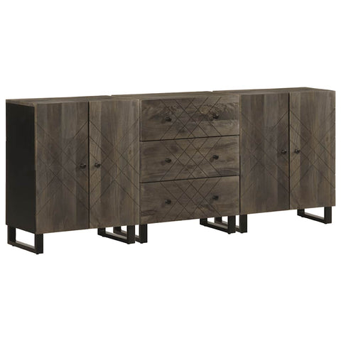 vidaXL 3-tlg. Sideboards Schwarz 60x33x75 cm Massivholz Mango