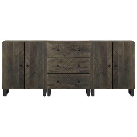 vidaXL 3-tlg. Sideboards Schwarz 60x33x75 cm Massivholz Mango