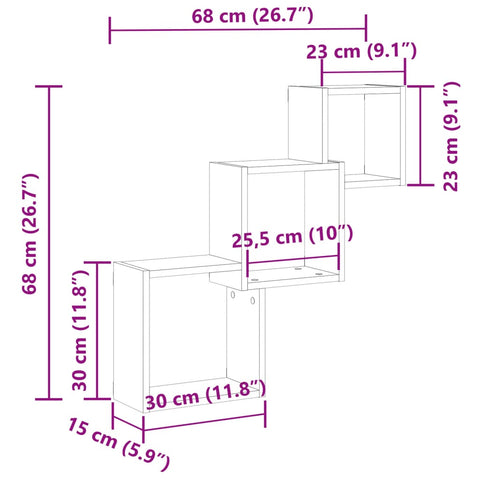 Würfelregale Altholz-Optik 68x15x68 cm Holzwerkstoff