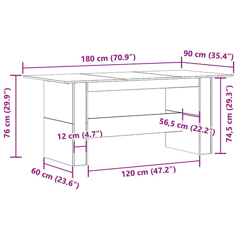 Esstisch Artisan-Eiche 180x90x76 cm Holzwerkstoff