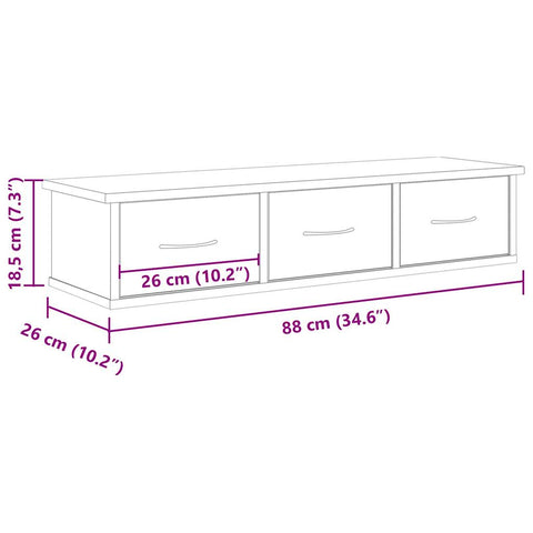 vidaXL Wandschrank Altholz-Optik 88x26x18,5 cm Holzwerkstoff