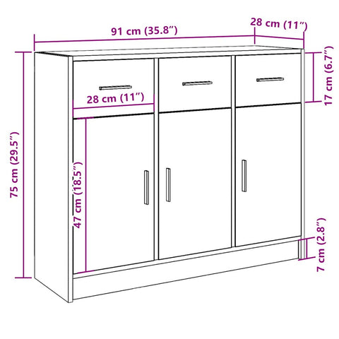 vidaXL Sideboard Altholz-Optik 91x28x75 cm Holzwerkstoff