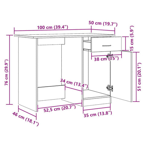 vidaXL Schreibtisch Altholz-Optik 100x50x76 cm Holzwerkstoff