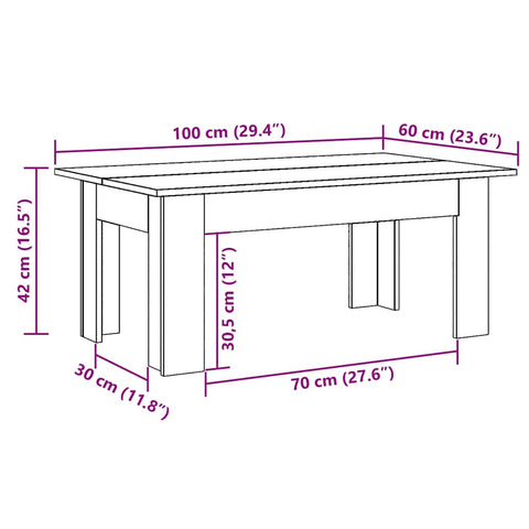 vidaXL Couchtisch Altholz-Optik 100x60x42 cm Holzwerkstoff