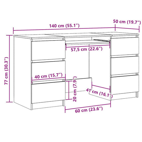 vidaXL Schreibtisch Altholz-Optik 140x50x77 cm Holzwerkstoff