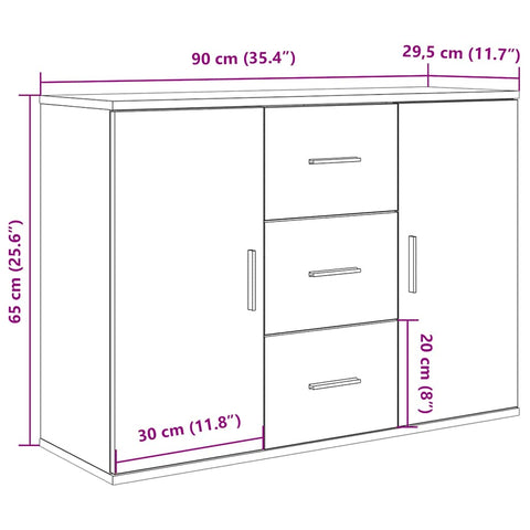 vidaXL Sideboard Altholz-Optik 90x29,5x65 cm Holzwerkstoff