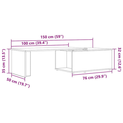 vidaXL Couchtisch Altholz-Optik 150x50x35 cm Holzwerkstoff