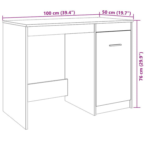 vidaXL Schreibtisch Artisan-Eiche 100x50x76 cm Holzwerkstoff