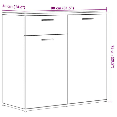 vidaXL Sideboard Altholz-Optik 80x36x75 cm Holzwerkstoff