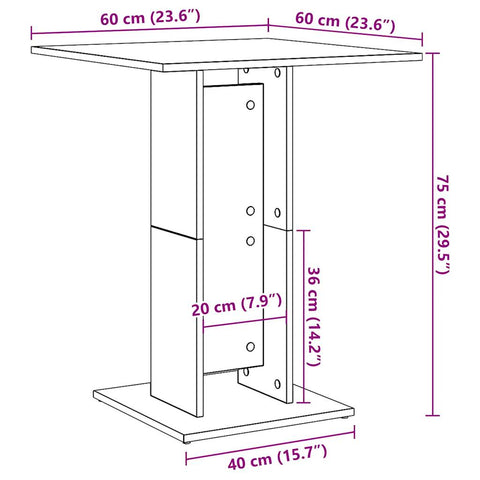 Bistrotisch Altholz-Optik 60x60x75 cm Holzwerkstoff