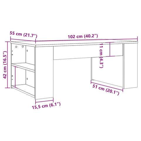 vidaXL Couchtisch Altholz-Optik 102x55x42 cm Holzwerkstoff