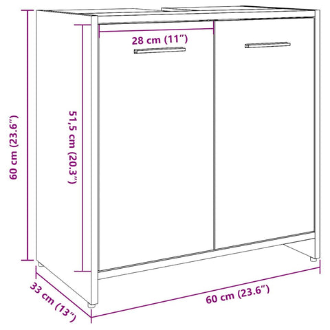 vidaXL Waschbeckenunterschrank Altholz-Optik 60x33x60 cm Holzwerkstoff