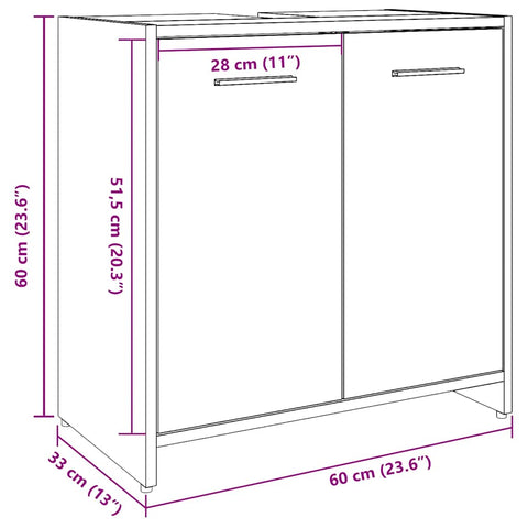 vidaXL Waschbeckenunterschrank Artisan-Eiche 60x33x60 cm