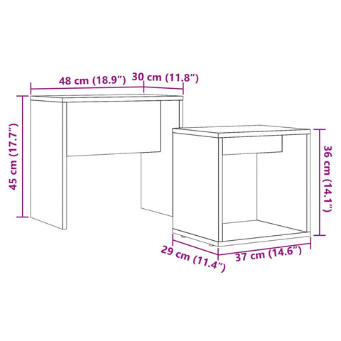 vidaXL Satztische 2 Stk. Artisan-Eiche Holzwerkstoff