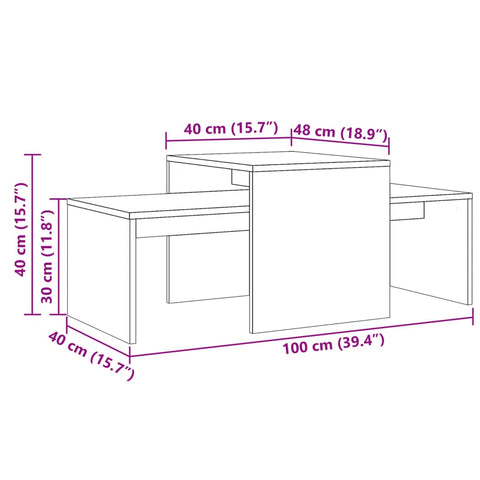 vidaXL Couchtisch Altholz-Optik 100x48x40 cm Holzwerkstoff