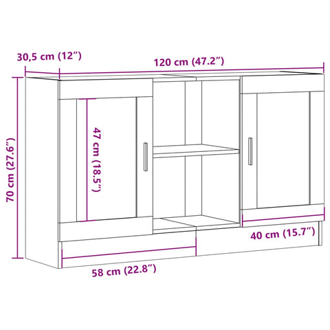 vidaXL Sideboard Altholz-Optik 120x30,5x70 cm Holzwerkstoff