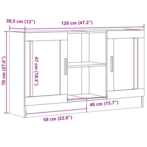 vidaXL Sideboard Altholz-Optik 120x30,5x70 cm Holzwerkstoff