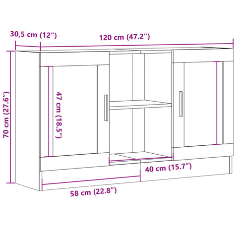 vidaXL Sideboard Artisan-Eiche 120x30,5x70 cm Holzwerkstoff