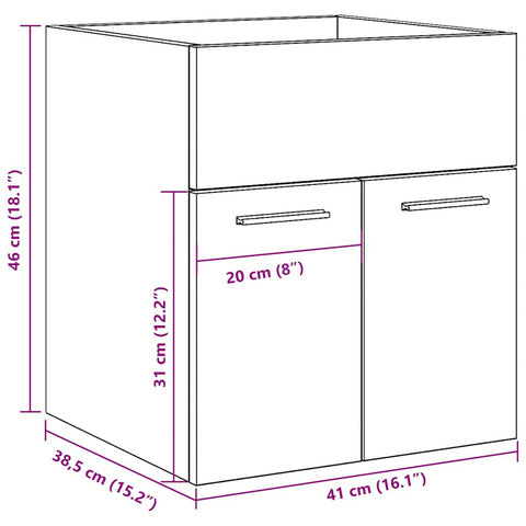 vidaXL Waschbeckenschrank Sonoma-Eiche 41x38,5x46 cm Holzwerkstoff