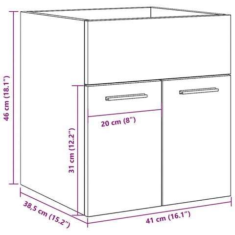 vidaXL Waschbeckenschrank Betongrau 41x38,5x46 cm Holzwerkstoff