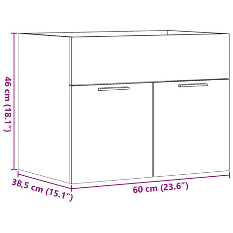 vidaXL Waschbeckenunterschrank Sonoma-Eiche 60x38,5x46cm Holzwerkstoff