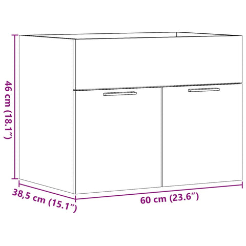 vidaXL Waschbeckenunterschrank Betongrau 60x38,5x46 cm Holzwerkstoff