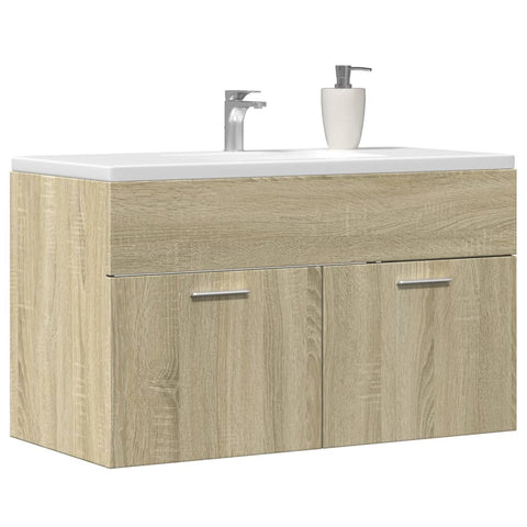 vidaXL Waschbeckenunterschrank Sonoma-Eiche 80x38,5x46cm Holzwerkstoff