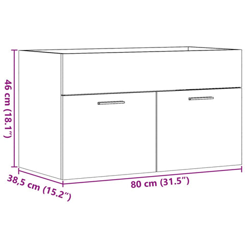 vidaXL Waschbeckenunterschrank Betongrau 80x38,5x46 cm Holzwerkstoff